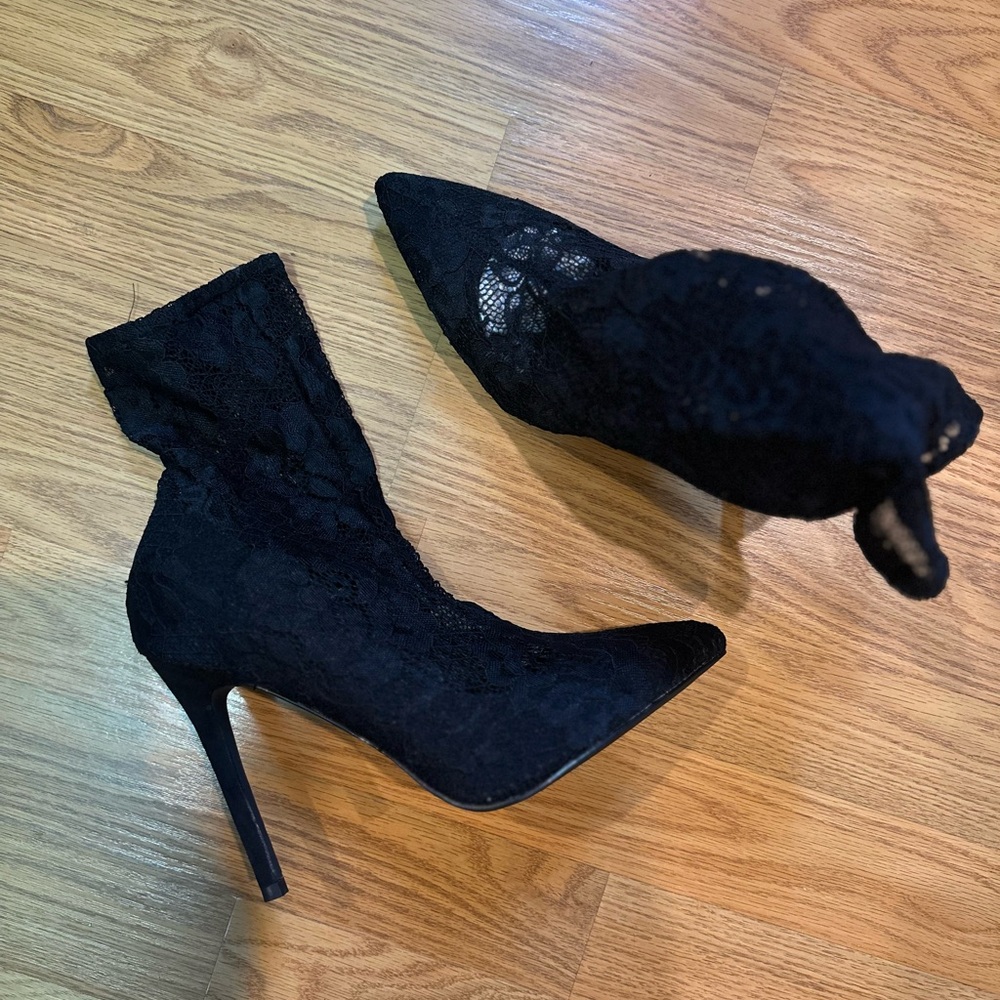 Black Lace Stiletto Boots